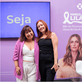 Lançamento da campanha Março Lilás com presença da mídia e convidados.