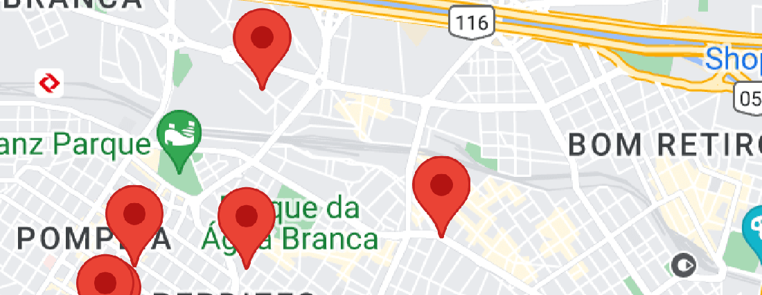 Mapa representativo indicando como encontrar locais de vacinação contra o HPV com base na sua localização.