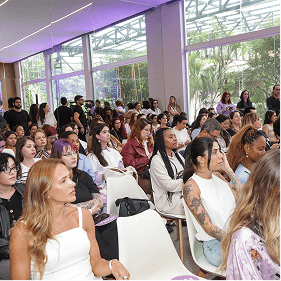 Público presente na coletiva de imprensa do Março Lilás voltada à conscientização sobre HPV